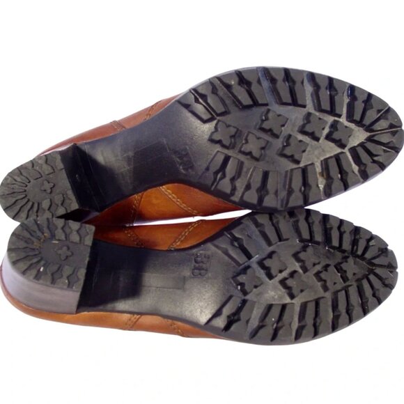 ROBERT ZUR $398 Heeled British Tan Leather Lug Sole Ankle Boots 38/8 - Picture 8 of 10